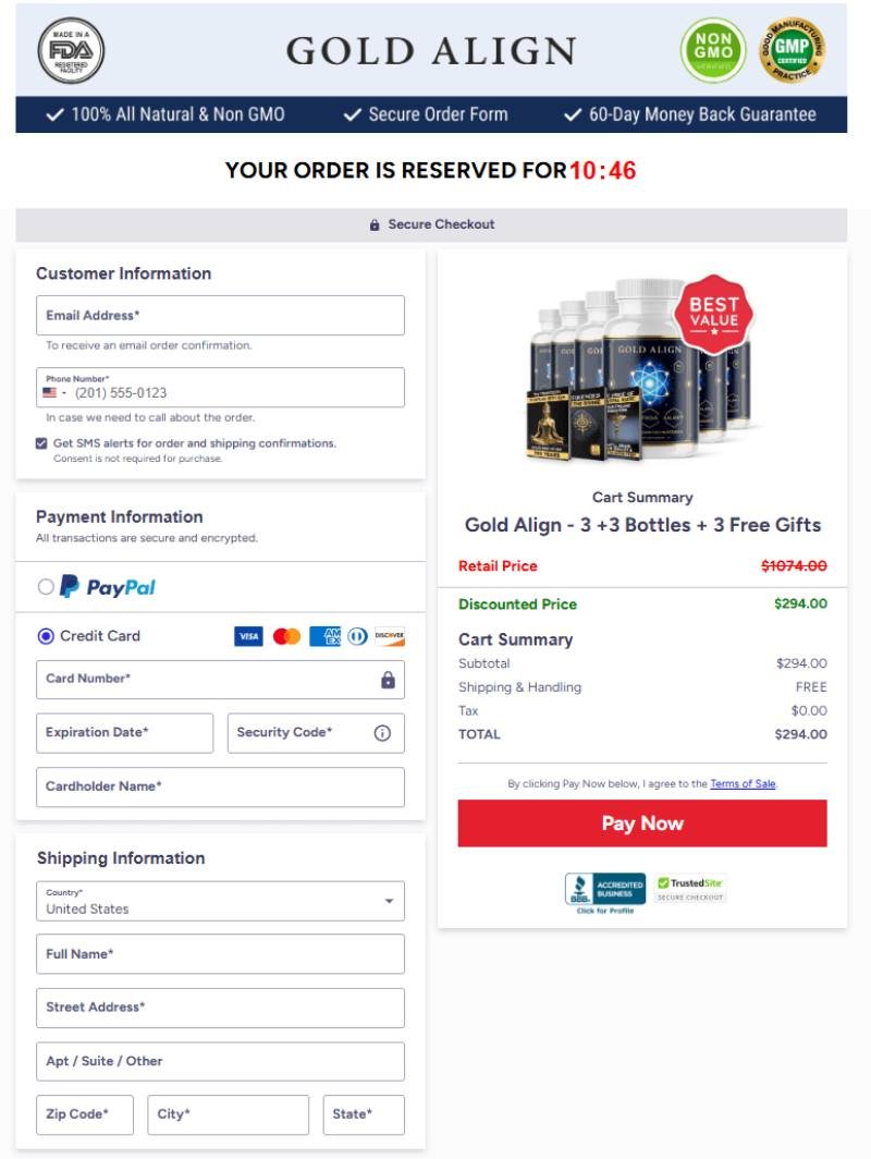 Gold Align purchase protected by secure transaction system